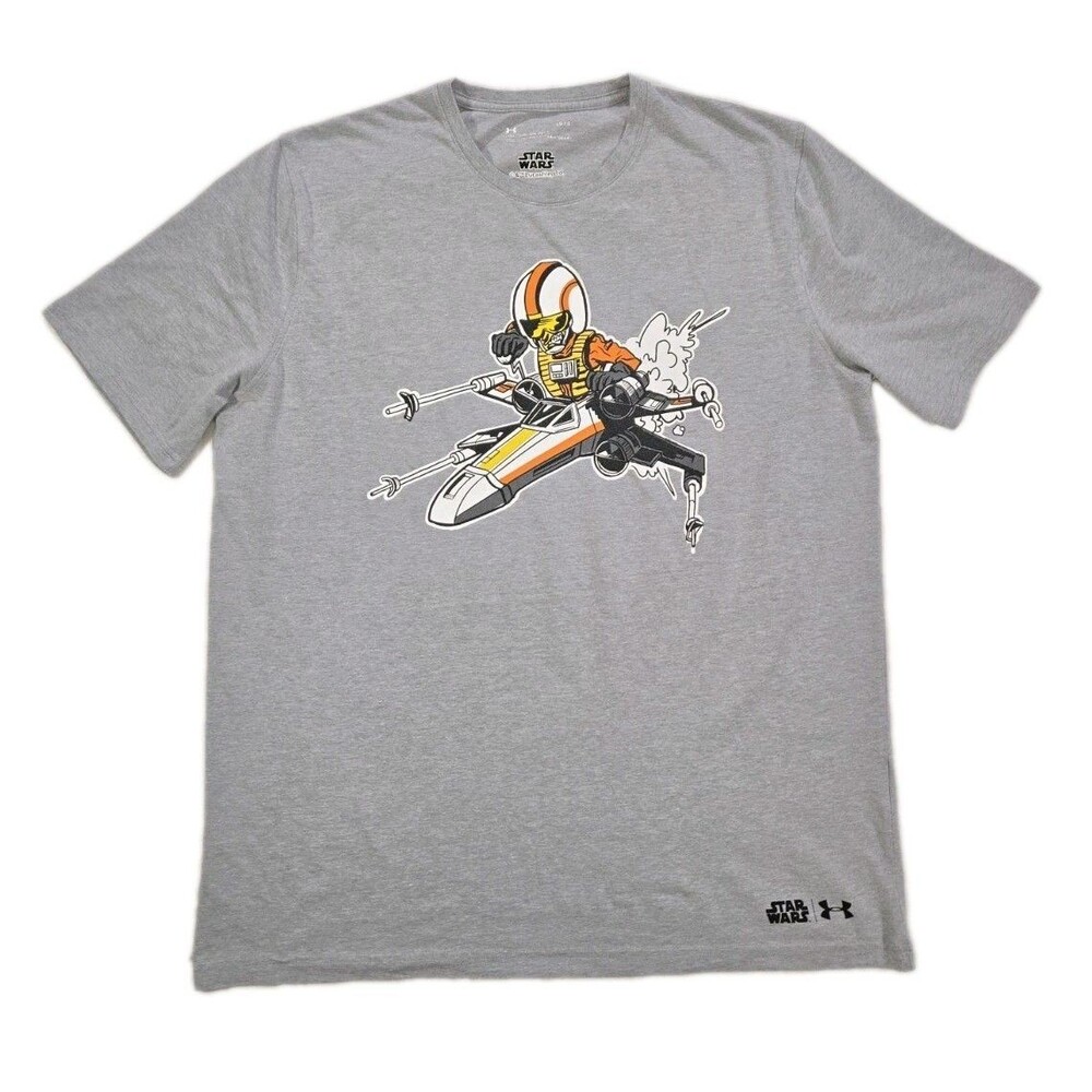 Mens Star Wars Under Armour X Wing Pilot Short Sleeve T shirt Large Gray